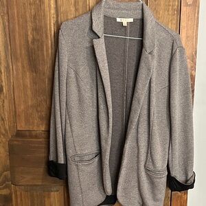 Skies Are Blue - Heather Gray Blazer with Black Cuffs - Large